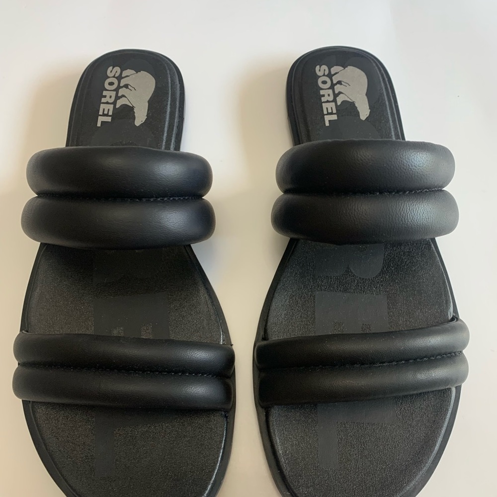 New!! Sorel Ella II Puff Slide Sandal size 10.5 /Black